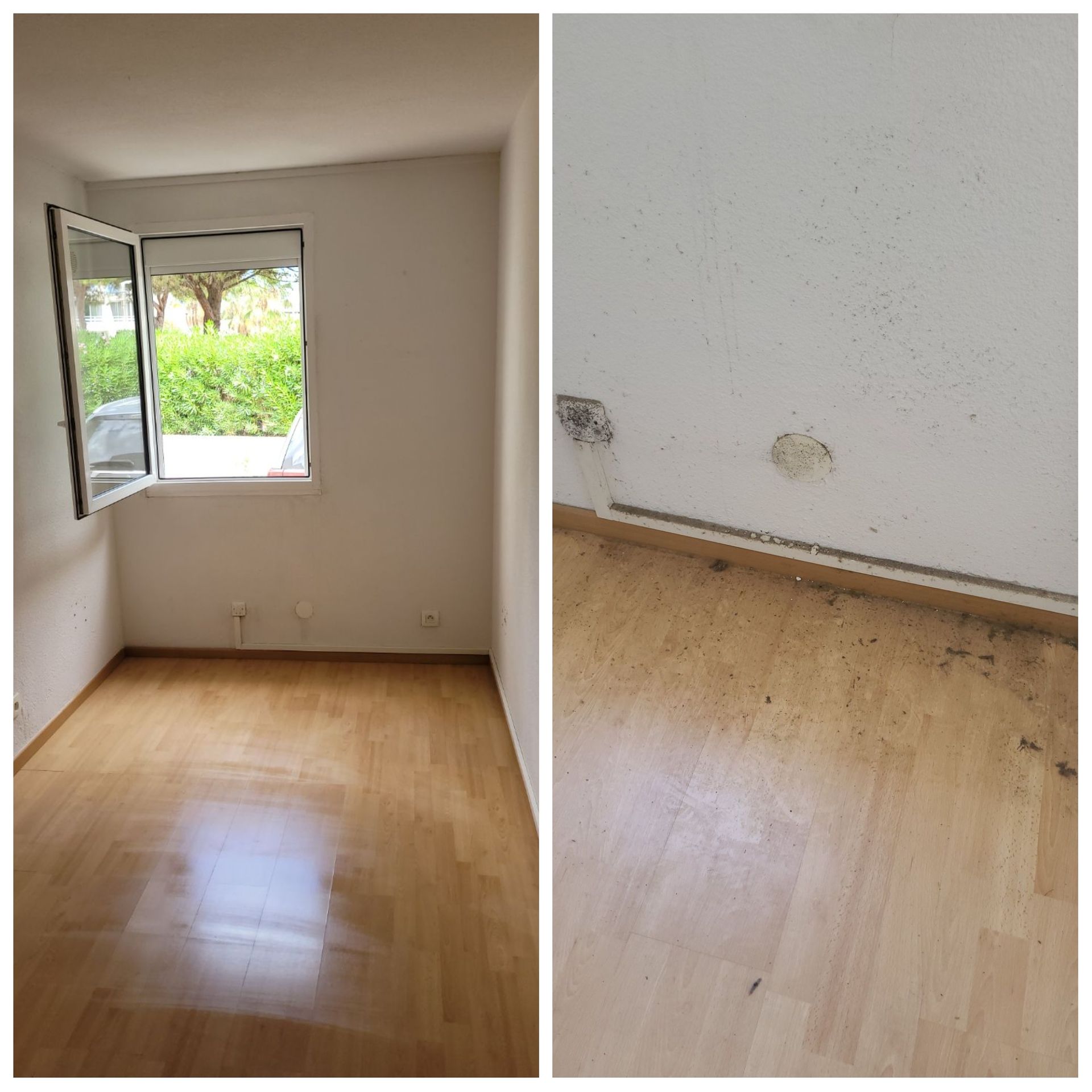 Montage photo avant-après de nettoyage de parquet