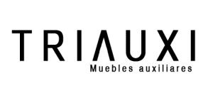 Un logotipo en blanco y negro para triauxi muebles auxiliares.