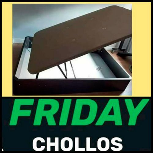 Un cartel de los Friday Chollos con la imagen de una cama.