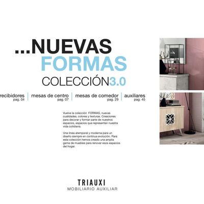 A poster for nuevas formas coleccion 3.0 by triauxi
