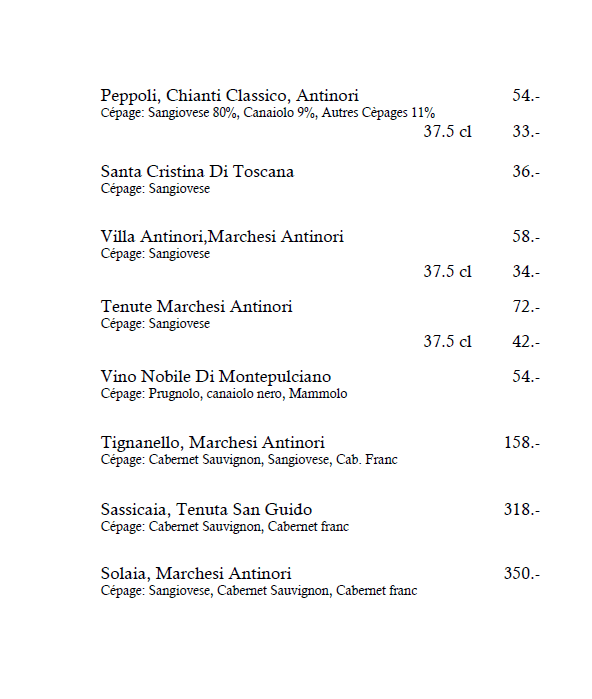 Carte des vins (Page 3) - Le Point du Jour à Genève