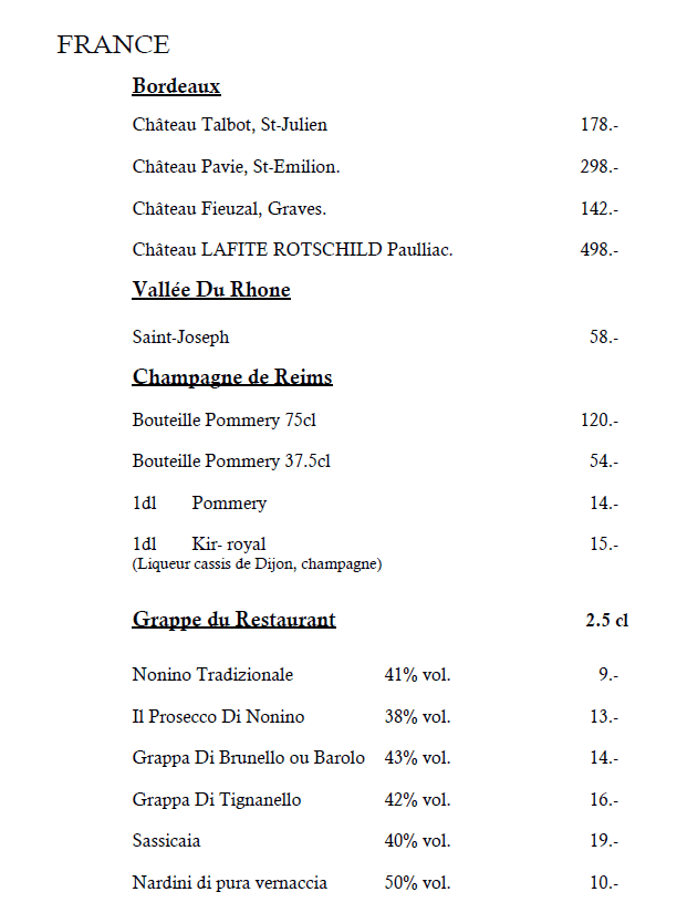 Carte des vins (Page 6) - Le Point du Jour à Genève