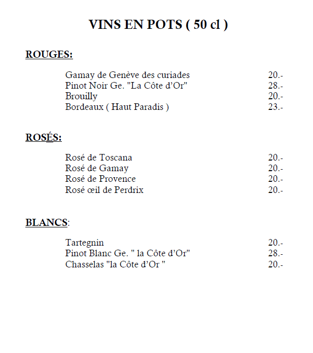 Carte des vins (Page 7) - Le Point du Jour à Genève