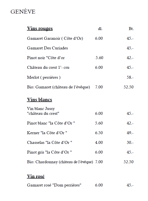 Carte des vins (Page 8) - Le Point du Jour à Genève