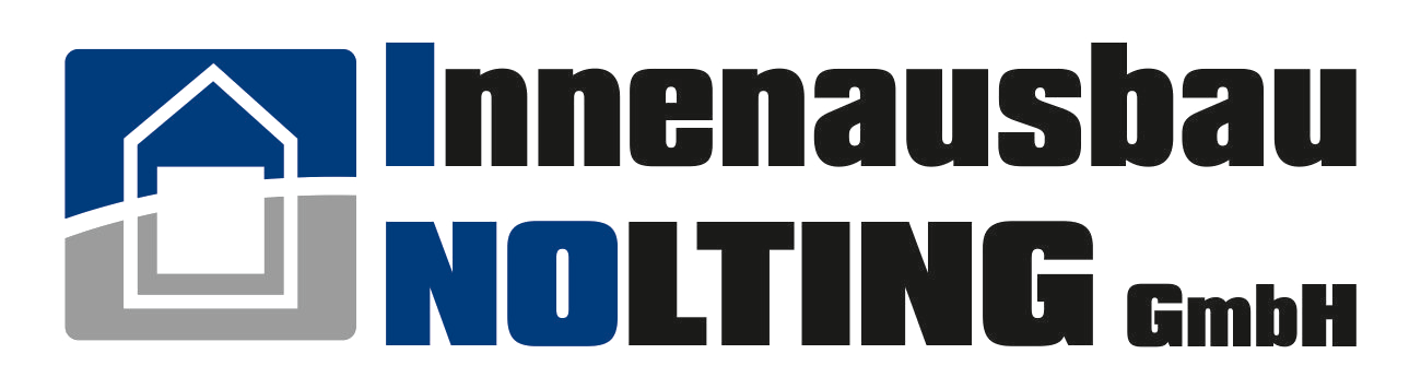 Logo: Blau-graues Haussymbol darüber „Innenausbau NOLTING GmbH“ in schwarzer Schrift.