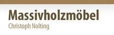 Logo: „Massivholzmöbel“ mit „Christoph Nolting“ im braun-weißen Design.