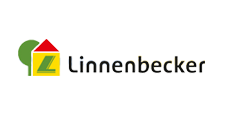 Logo für Linnenbecker: gelbes Haus mit grünen und roten Akzenten, daneben ein grüner Baum und das Wort „Linnenbecker“.