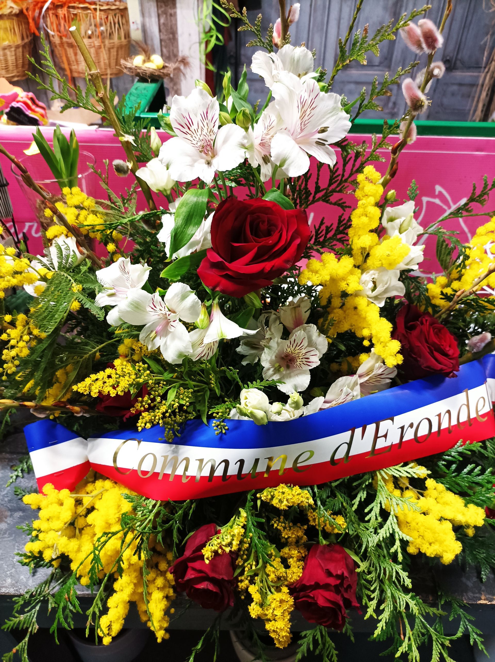 Composition de fleurs pour le deuil