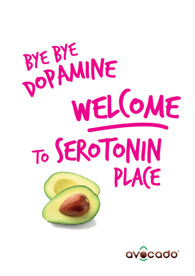 Un cartel que dice adiós dopamina, bienvenido a serotonina place
