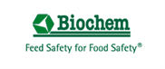 Das Biochem-Logo ist grün und weiß und trägt die Aufschrift „Feed Safety“ (Futtersicherheit) für Lebensmittelsicherheit.