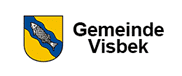 Das Logo der Gemeinde Visbek ist ein gelb-blaues Schild mit einem Fisch darauf.