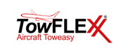 Das Logo für Towflex Aircraft Toweasy mit einem Flugzeug darauf.