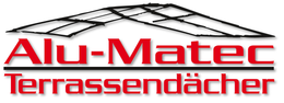 Ein Logo für eine Firma namens Alu-Matec Terrassendächer