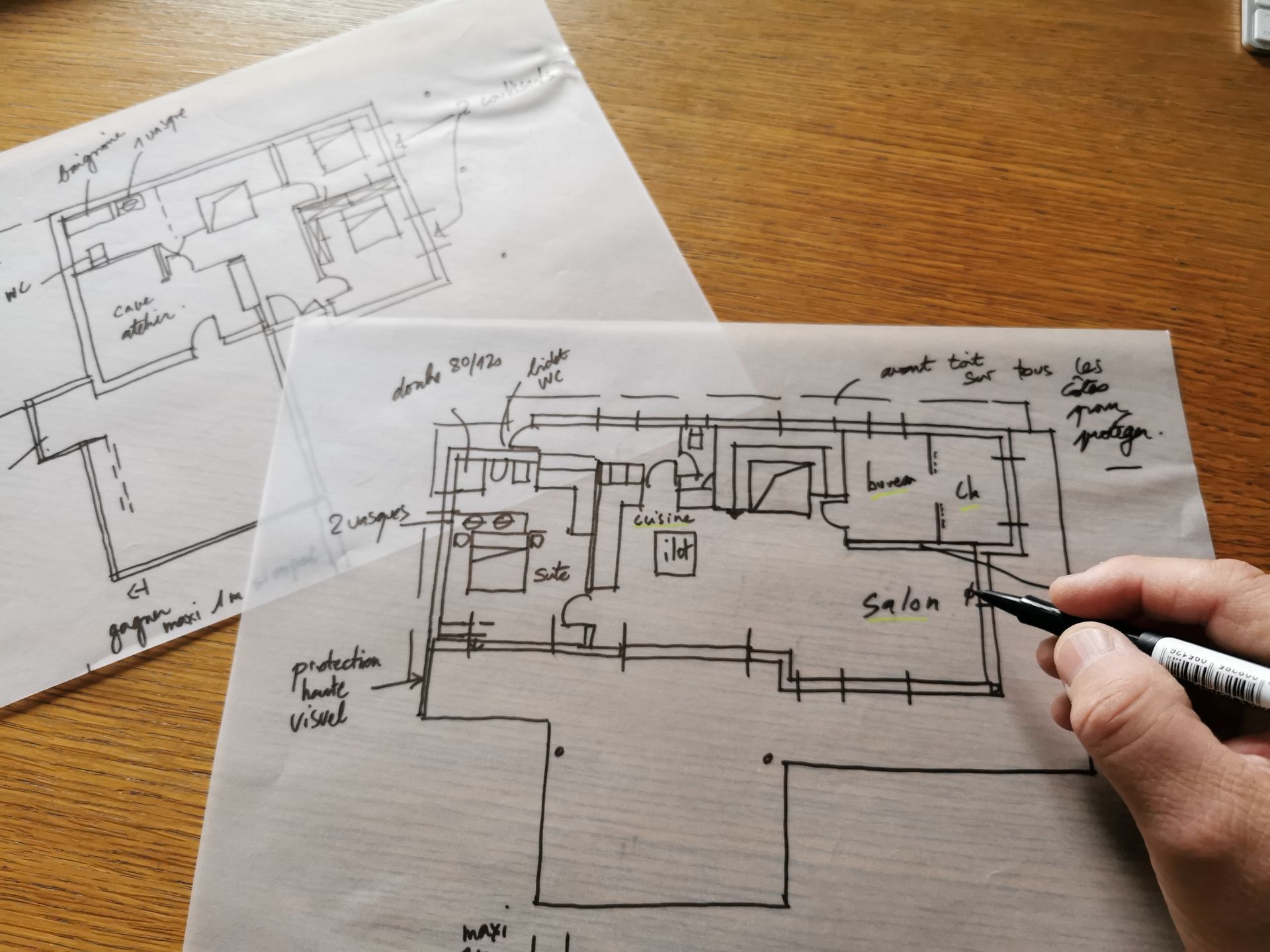 Des plans de construction dessinés