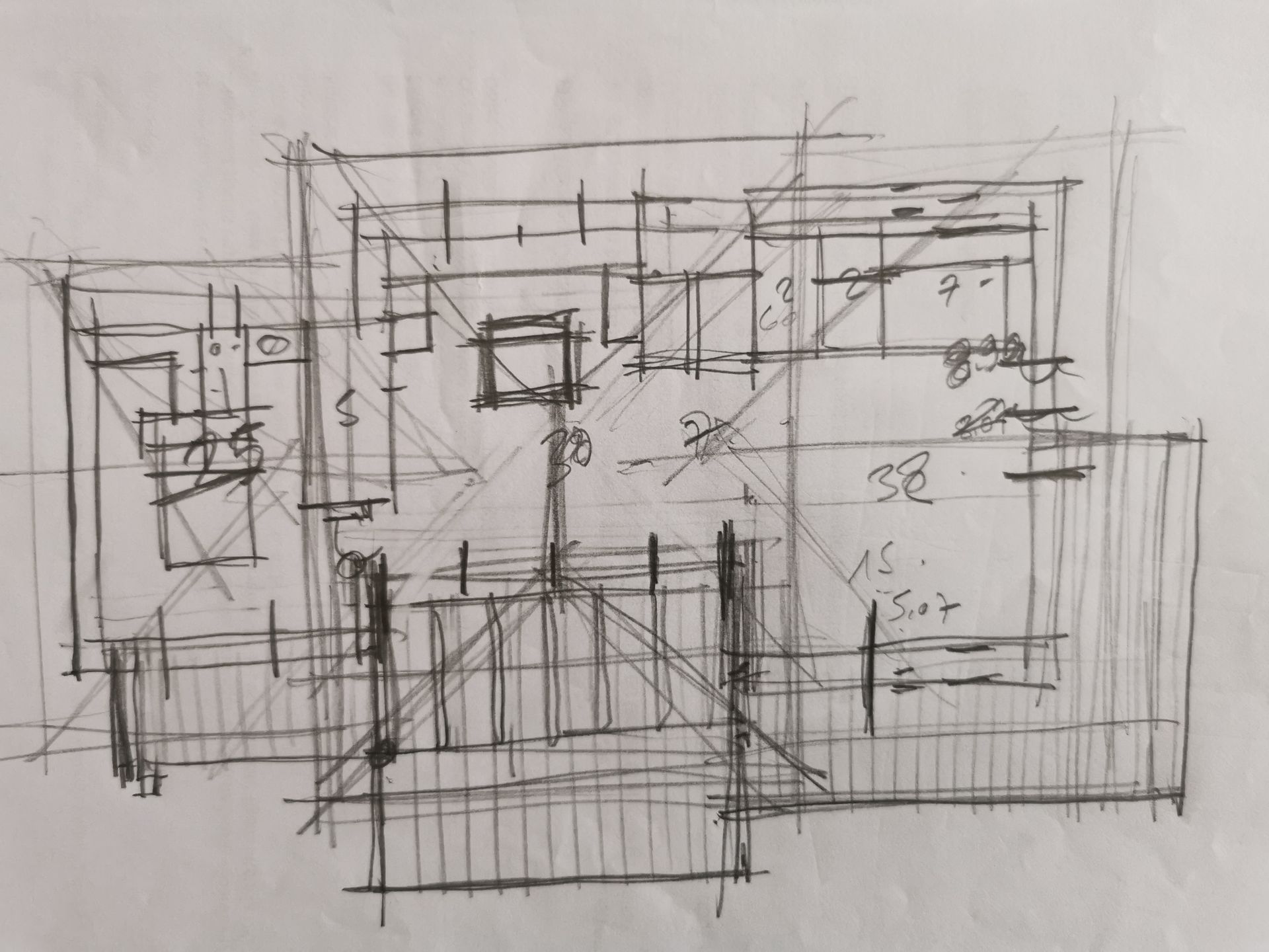 Des plans de construction dessinés au crayon