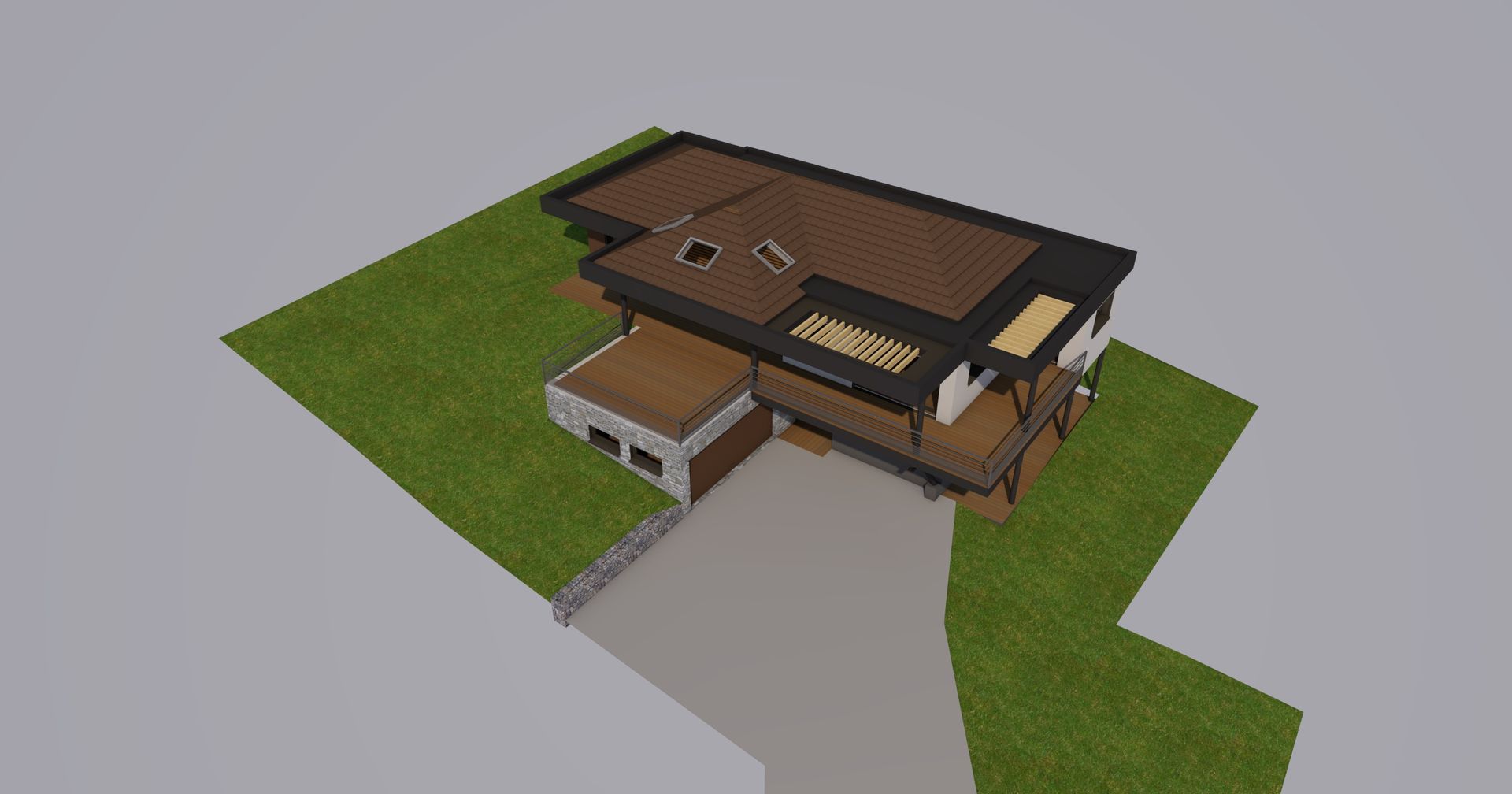 Plans 3D d'une maison vue de haut