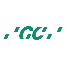 Un logotipo verde y blanco sobre un fondo blanco.