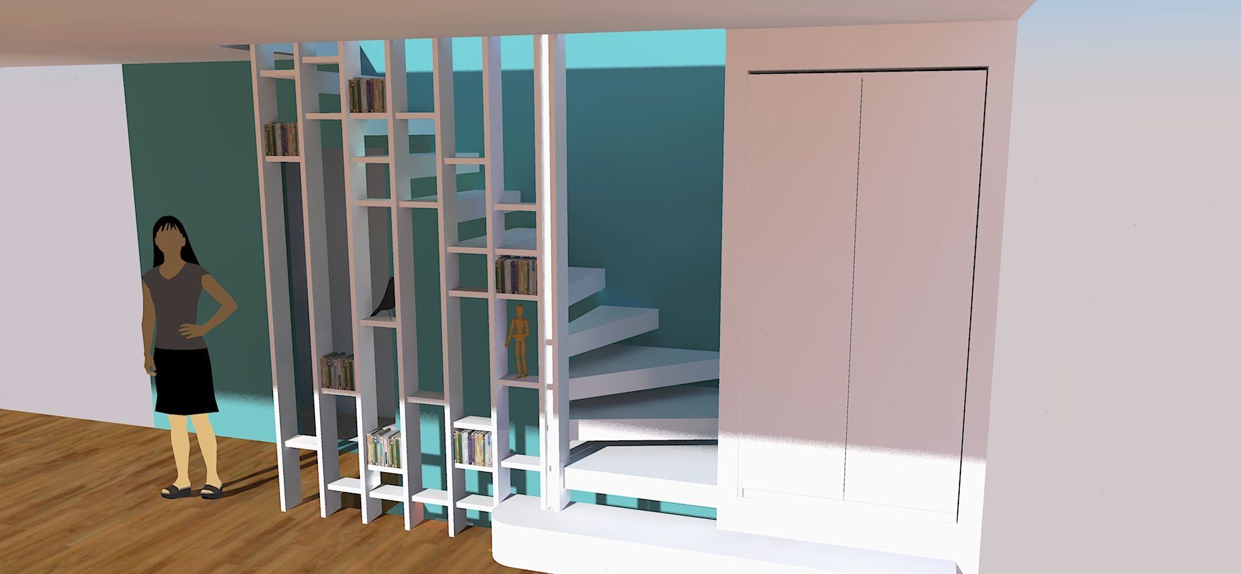 Photo cage d'escalier et garde corps géométrique en bois