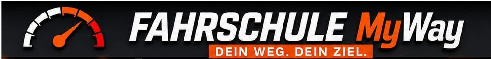 MPU MyWay-Logo mit grauem Kreis, schwarzem Banner und rot-weißem Text