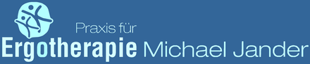 Ein blaues Logo für ein Unternehmen namens Ergotherapie Michael Jander