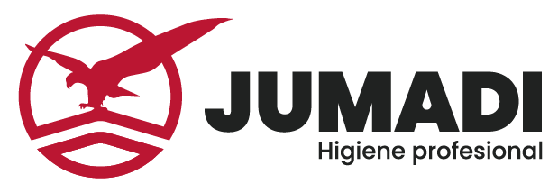 Un logotipo rojo y negro para Jumadi Higiene Profesional.