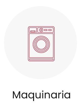 Un dibujo lineal de una lavadora con la palabra maquinaria debajo.