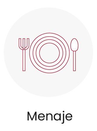 Un icono de un plato, tenedor y cuchara sobre un fondo blanco.