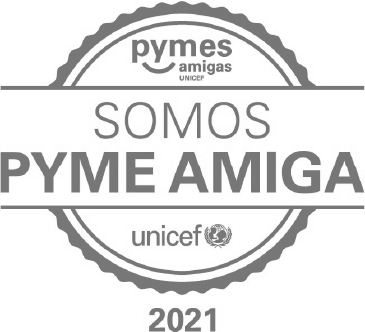 Un logotipo en blanco y negro para pymes amigas unicef.
