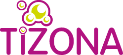 Un logotipo morado y blanco para una empresa llamada Tizona.