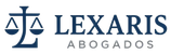 Logotipo para Lexaris Abogados, que presenta un icono de balanza estilizada en azul oscuro.