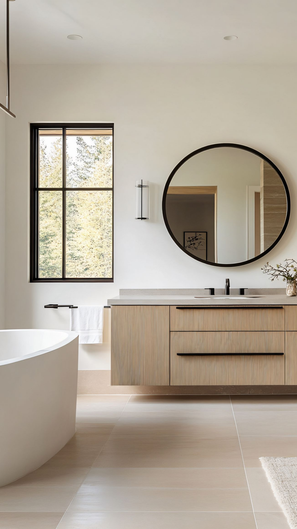 Un intérieur de salle de bains moderne avec baignoire