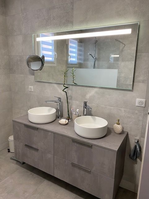 Meuble et deux vasques