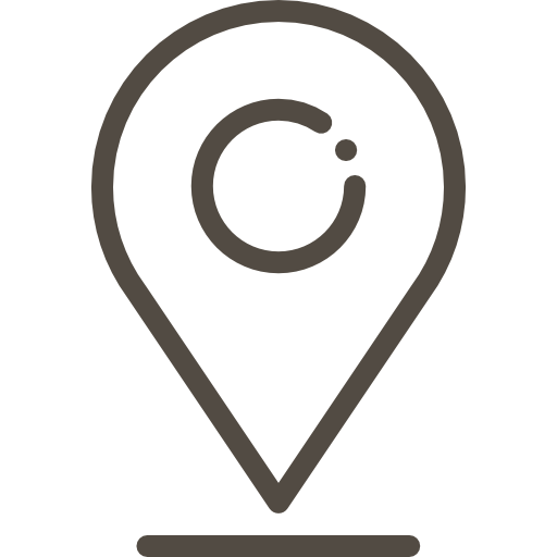 Pin de ubicación de color gris oscuro con forma de