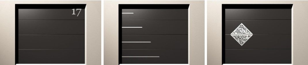 Exemple de trois designs de porte de garage