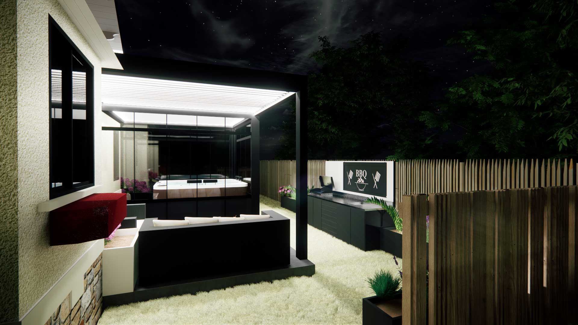 Visualisation en 3D d'un poolhouse pour une maison 08