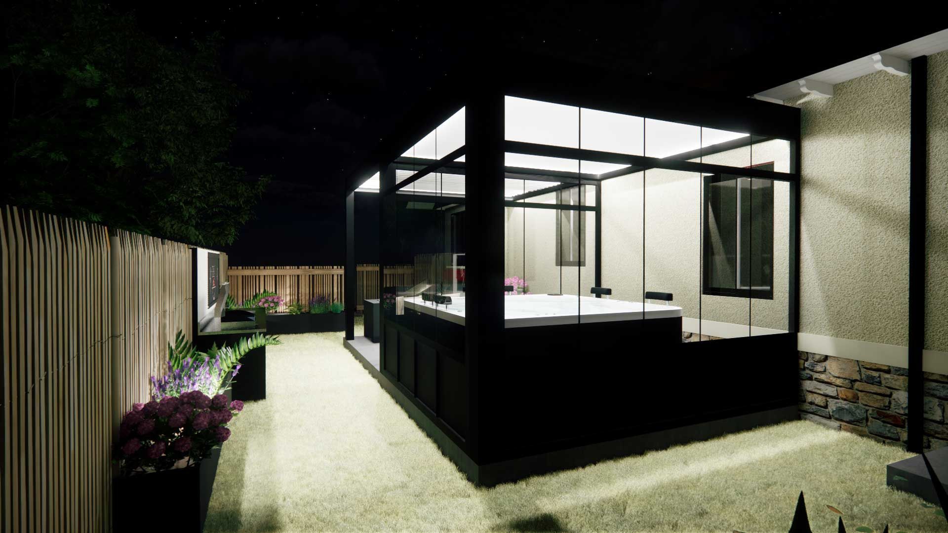 Visualisation en 3D d'un poolhouse pour une maison 07