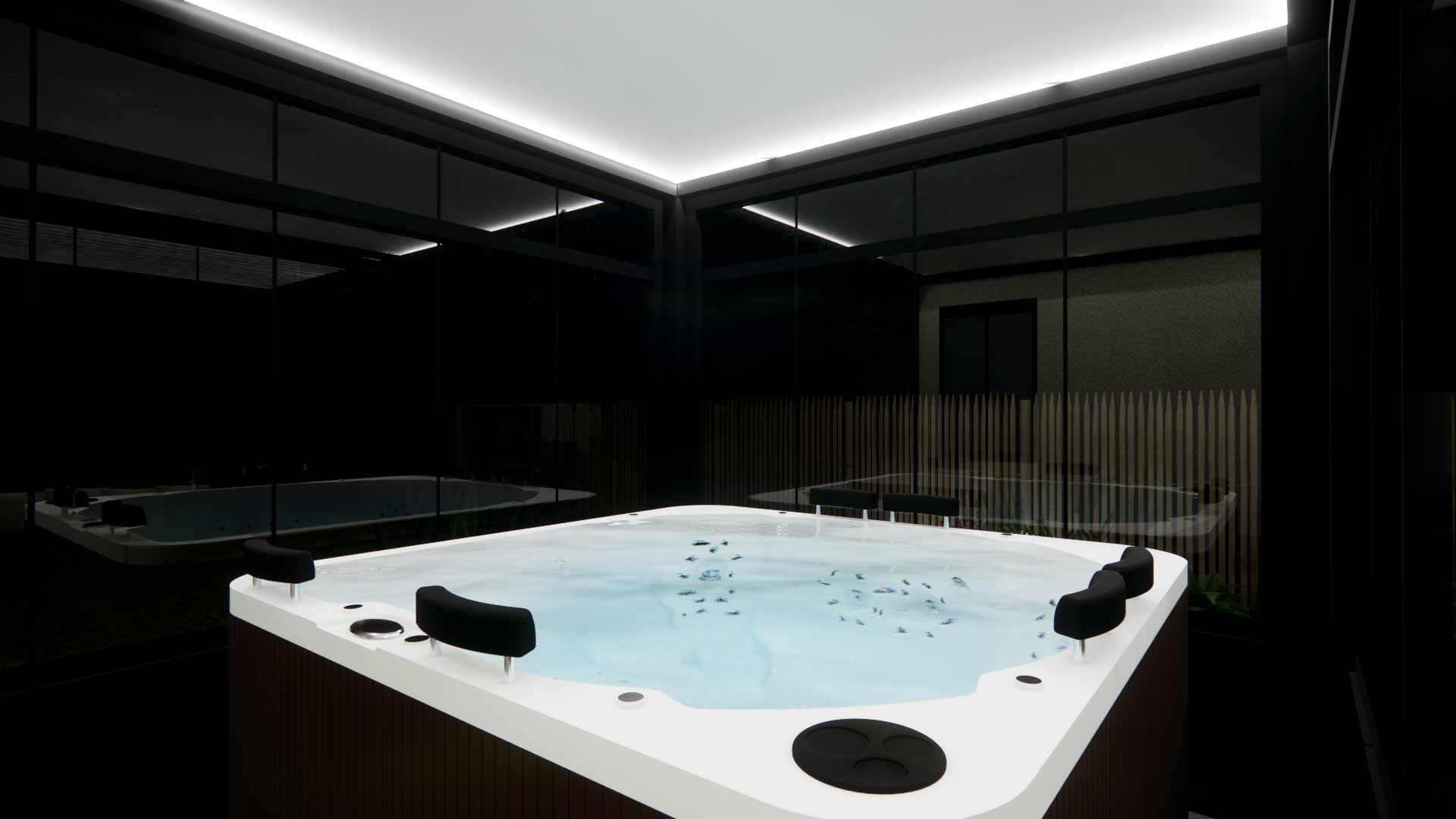 Visualisation en 3D d'un poolhouse pour une maison 06