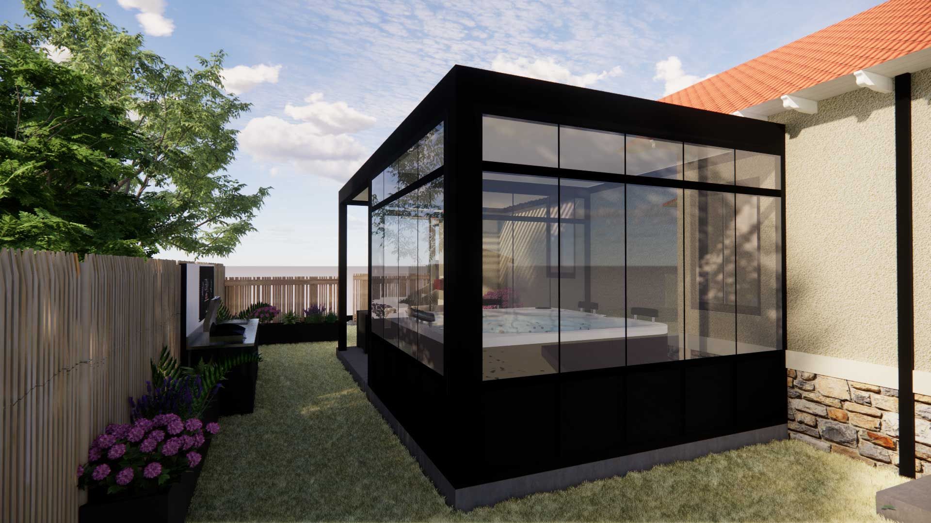 Visualisation en 3D d'un poolhouse pour une maison 02