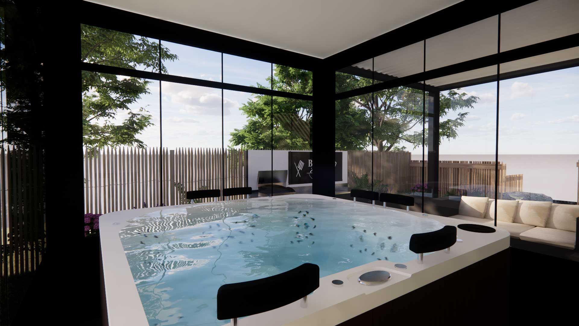 Visualisation en 3D d'un poolhouse pour une maison 05