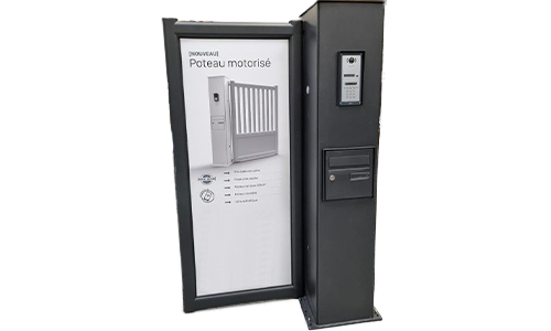 Poteau de portail motorisé noir