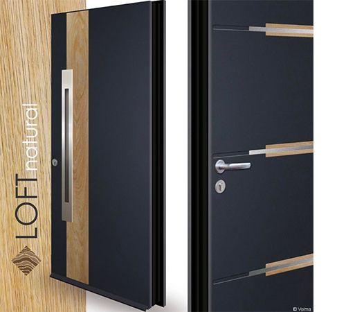 Modèle de porte d'entrée noire en bois LOFT natural