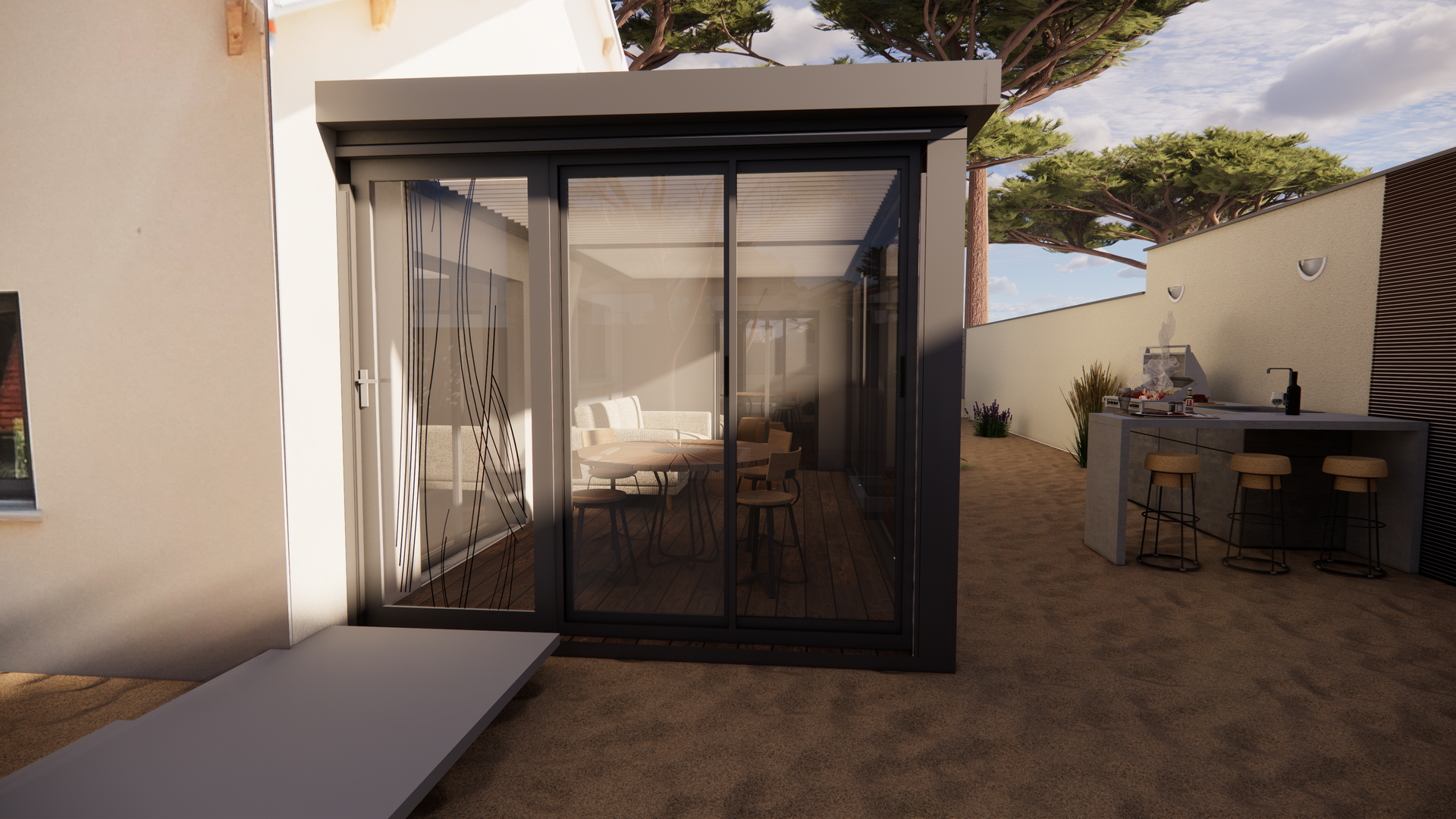 Modèle d'une véranda en 3D