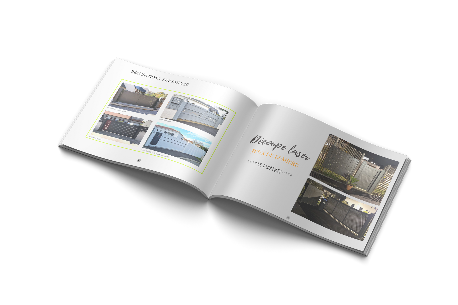 Illustration d'un catalogue ouvert sur une page dédiée aux fermetures