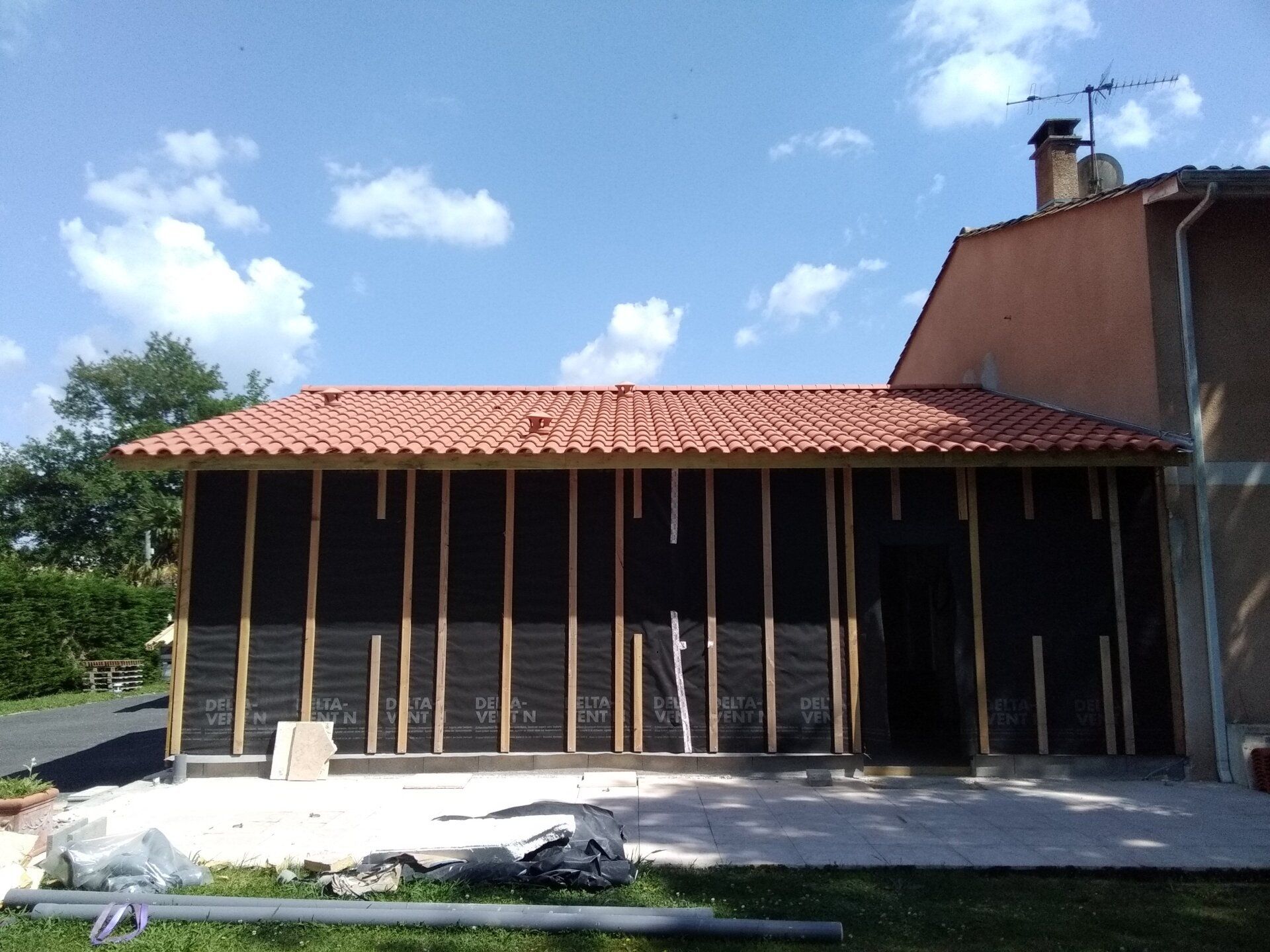 Façade préparée pour installation d'un bardage