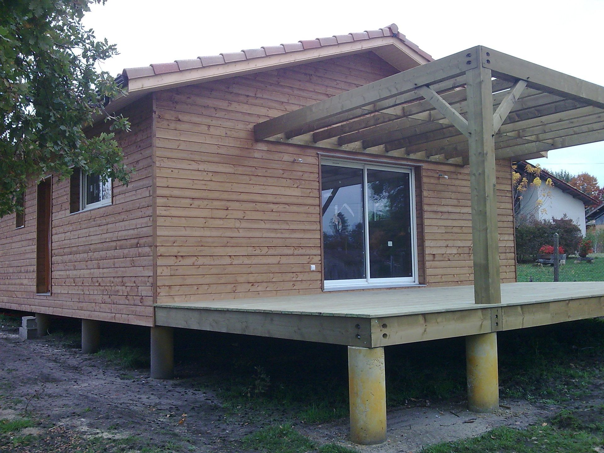 Maison à ossature bois, aspect naturel