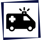 Ambulance avec girophare allumé