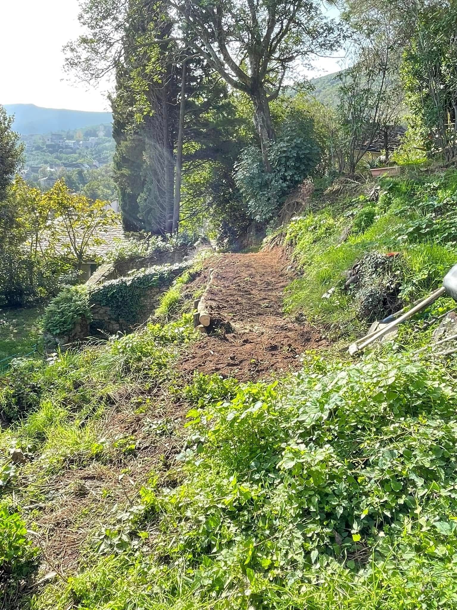 Paysage après l'aménagement d'un sentier de randonnée