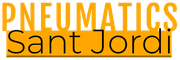 "NEUMÁTICA" en texto naranja sobre un bloque rectangular naranja con "Sant Jordi" en texto negro.