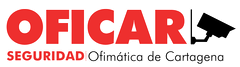 Logo de OFICAR Seguridad y Ofimática de Cartagena en rojo y negro, con silueta de cámara.