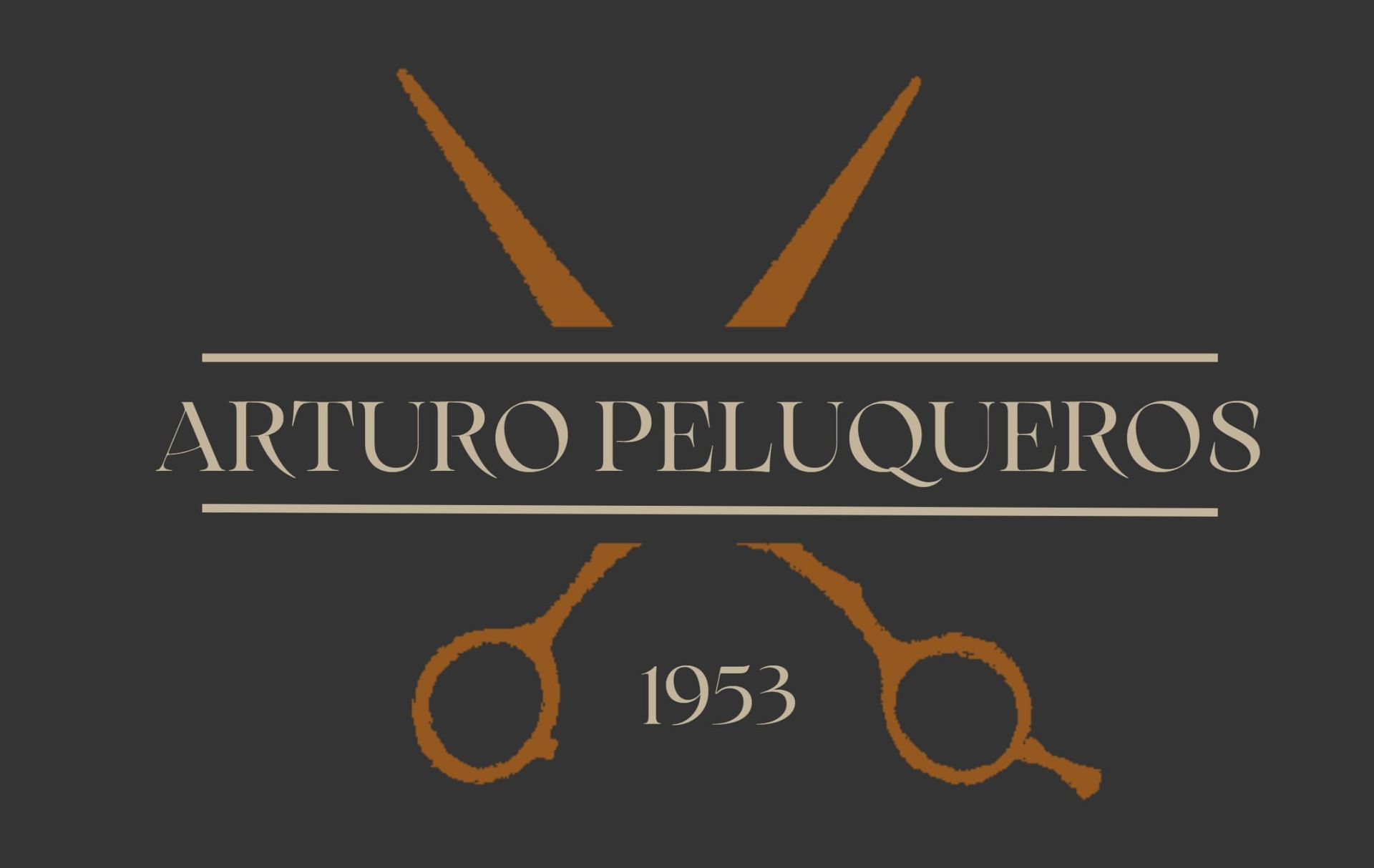 Logotipo para Arturo Peluqueros, con tijeras cruzadas sobre texto y el a&ntilde;o 1953.